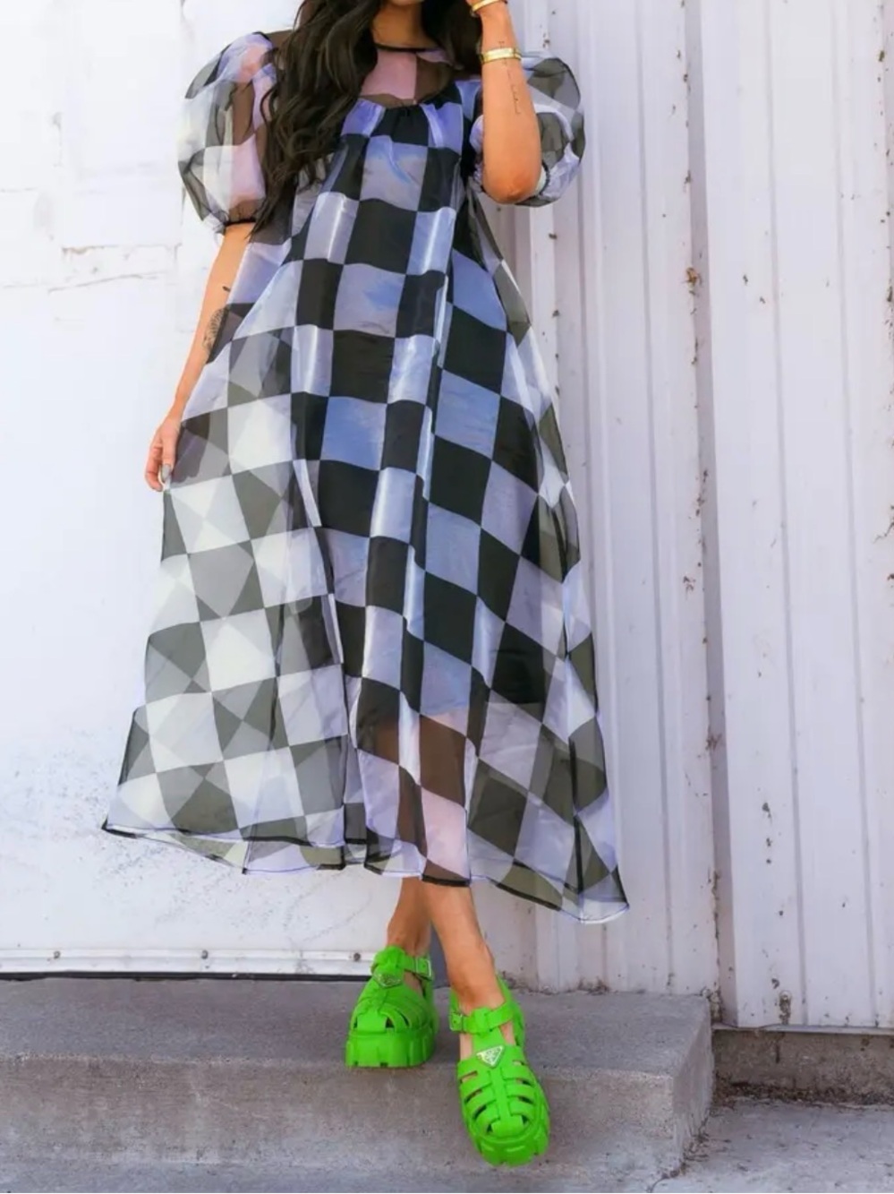 Dressed in Lala Organza Dress in Checkerboard